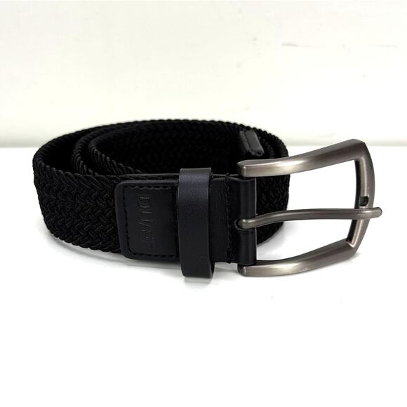 DU/ER Performance Polyester Belt Black Stretch Woven Silver 37" end to end - Picture 1 of 4